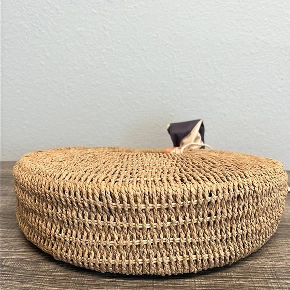 Madison West Tan Woven Hobo Bag with Orange and Black Scarf - Picture 7 of 9